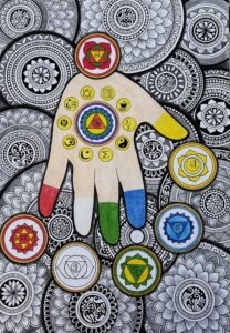 3D Mandala of 7 Chakras in Hand