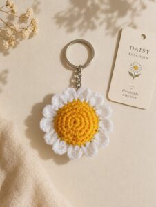 Crochet Daisy Keychain