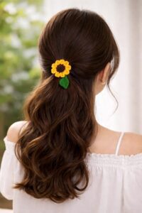 Crochet Sunflower Hair Tie
