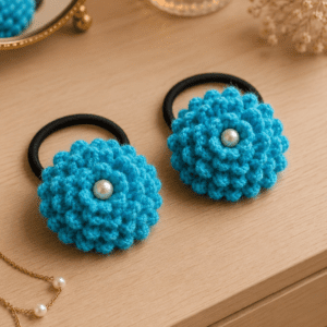 Blue Flower Hair Ties (2)