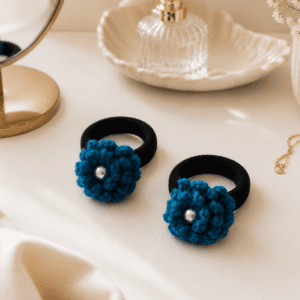 Blue flower hair ties