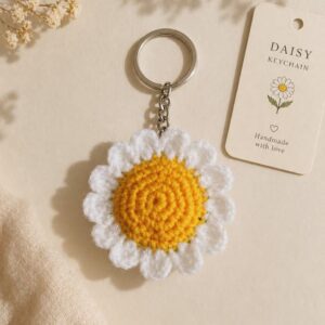 Crochet Daisy Keychain
