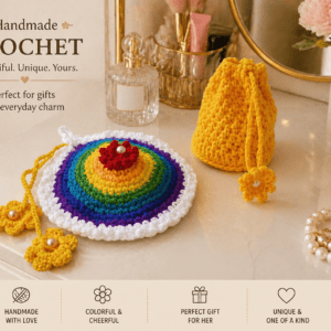 Rainbow Bloom Crochet Pouch Set (2)