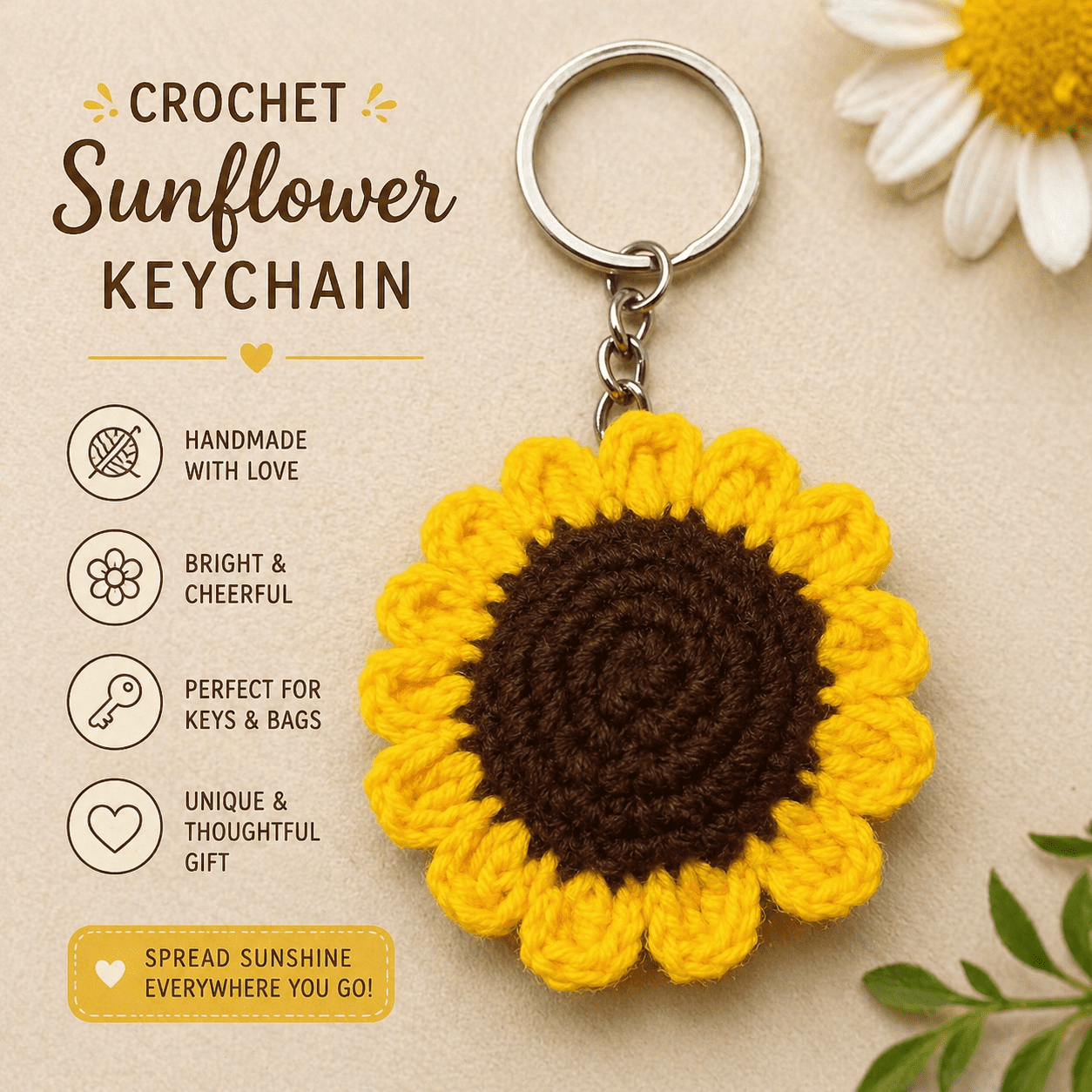 Sunflower Keychain