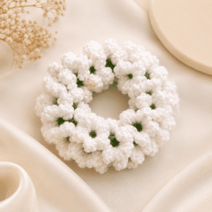 White Gajra Scrunchie (2)