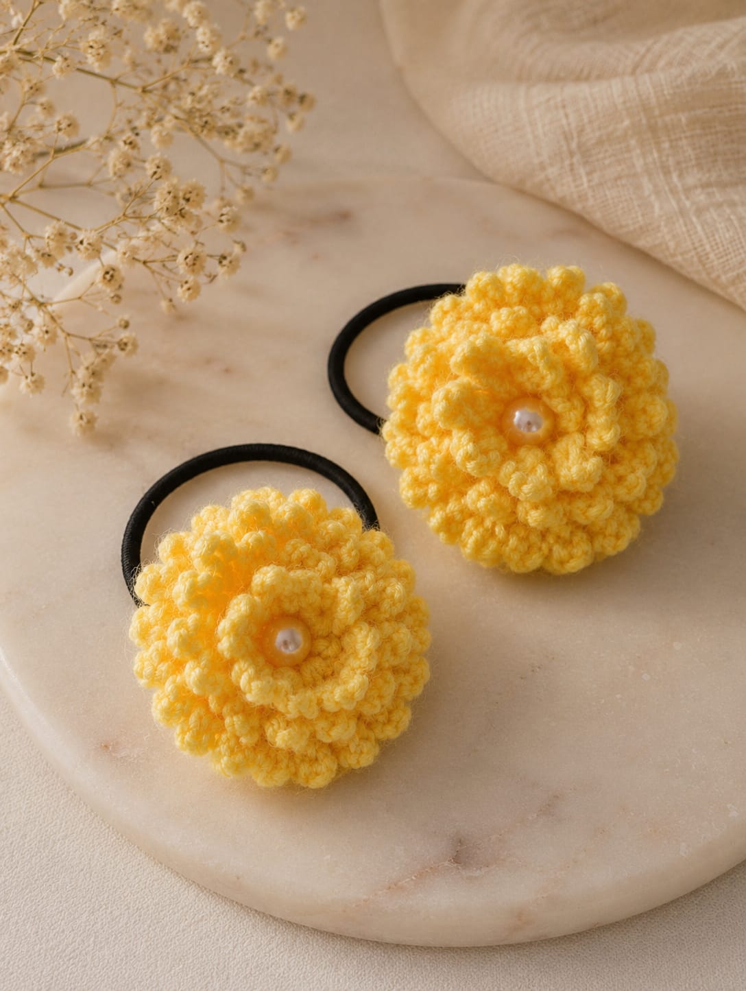 Yellow Flower Hair Ties