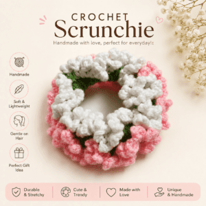 pink and white scrunchie