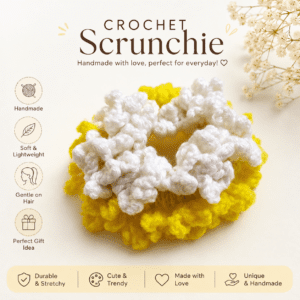 yellow and white scrunchie