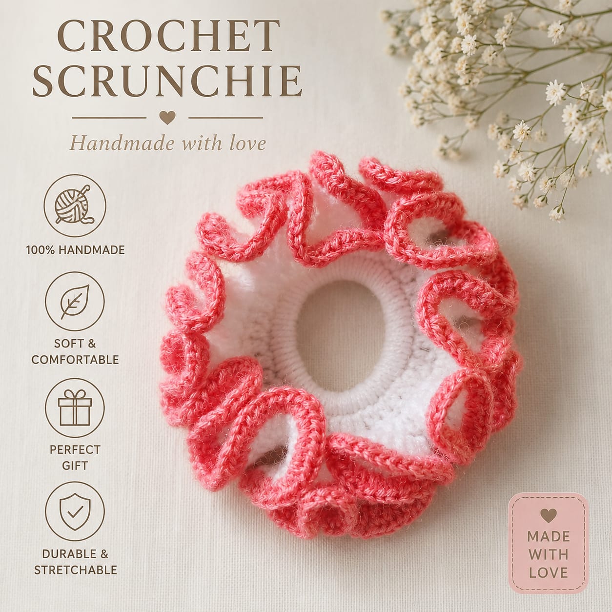 Pink Blossom Scrunchie