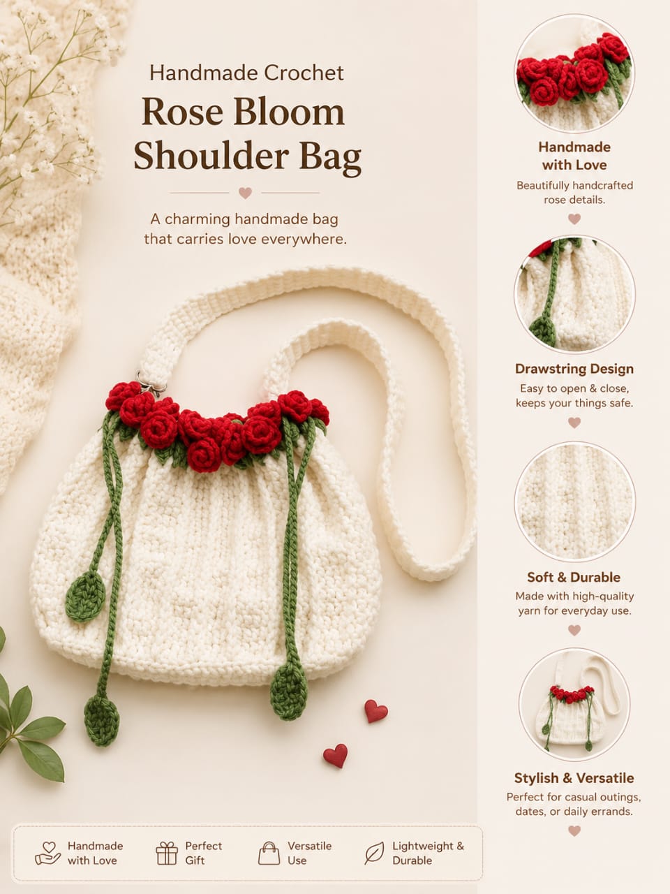 Rose Bloom Shoulder Bag