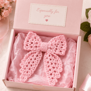 crochet baby pink bow