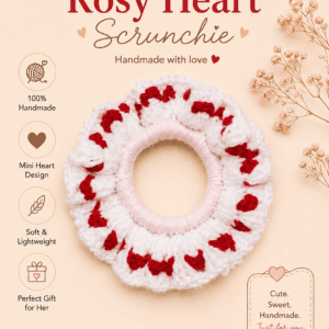 rosy heart scrunchie1